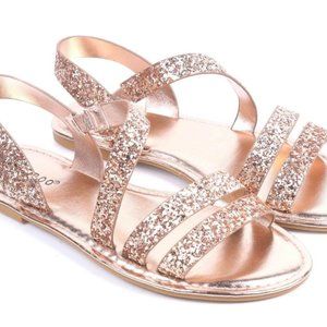 Rose Gold Glitter Sandals